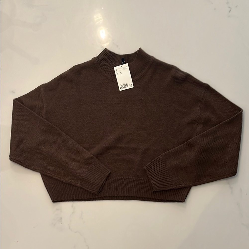H&M Brown Cowl Neck Sweater with Turtleneck Design